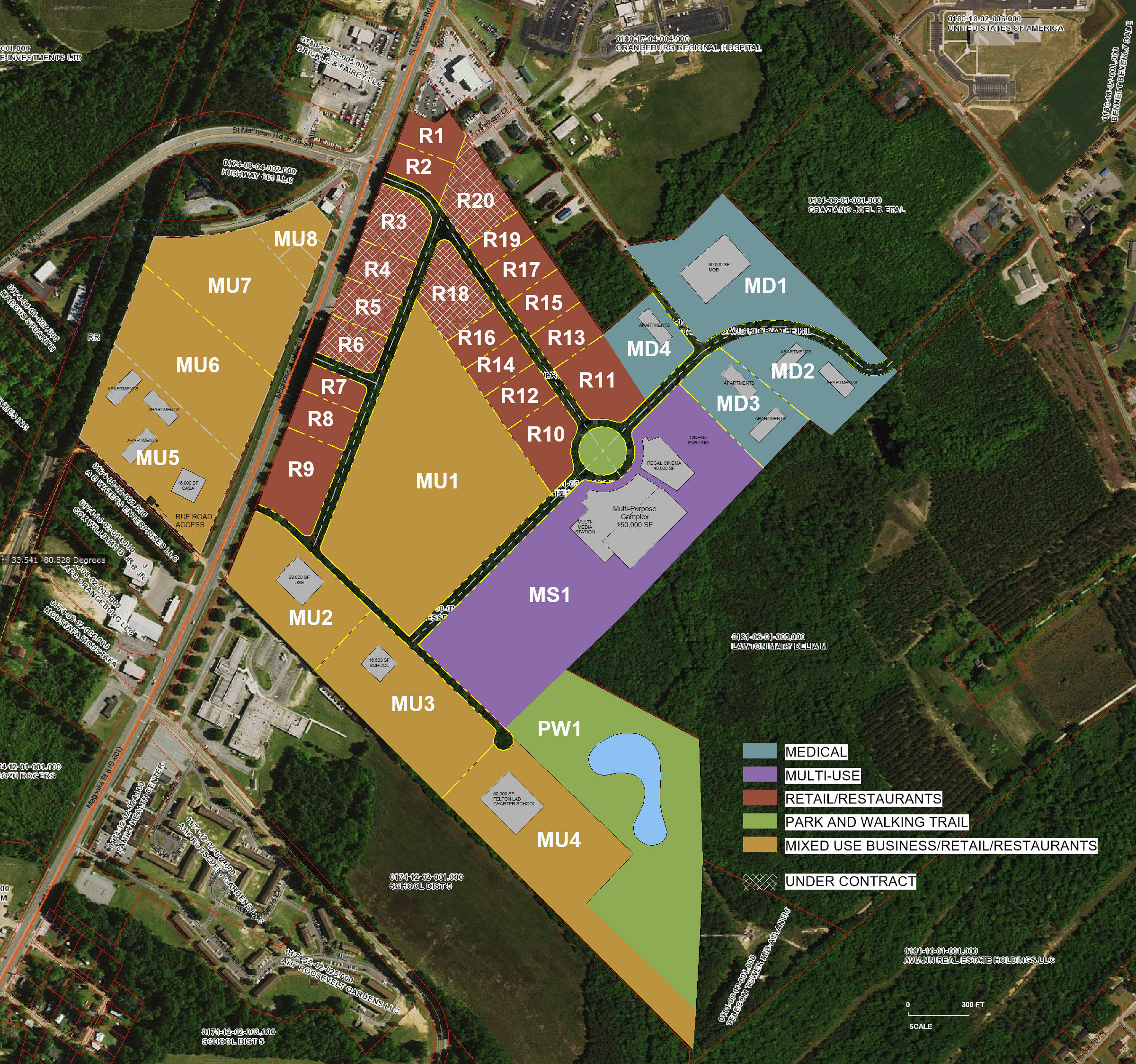 Master Plan Aerial showing available parcels